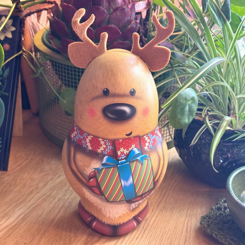 Russell Stover Holiday Character Tin, Reindeer, Circa 2019